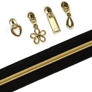 Gold and black zipper